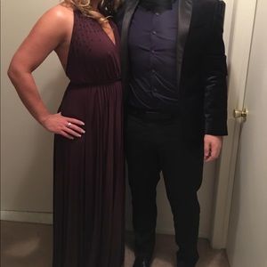 Halston Heritage Plum Halter Gown